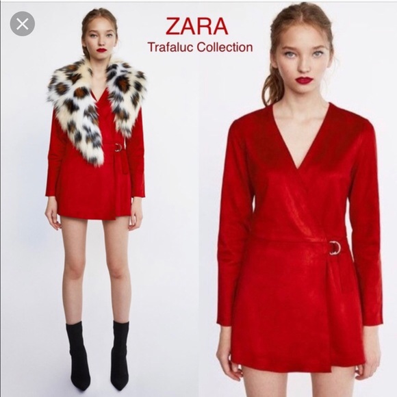 Zara Pants - Zara Red Faux Suede Romper Dress